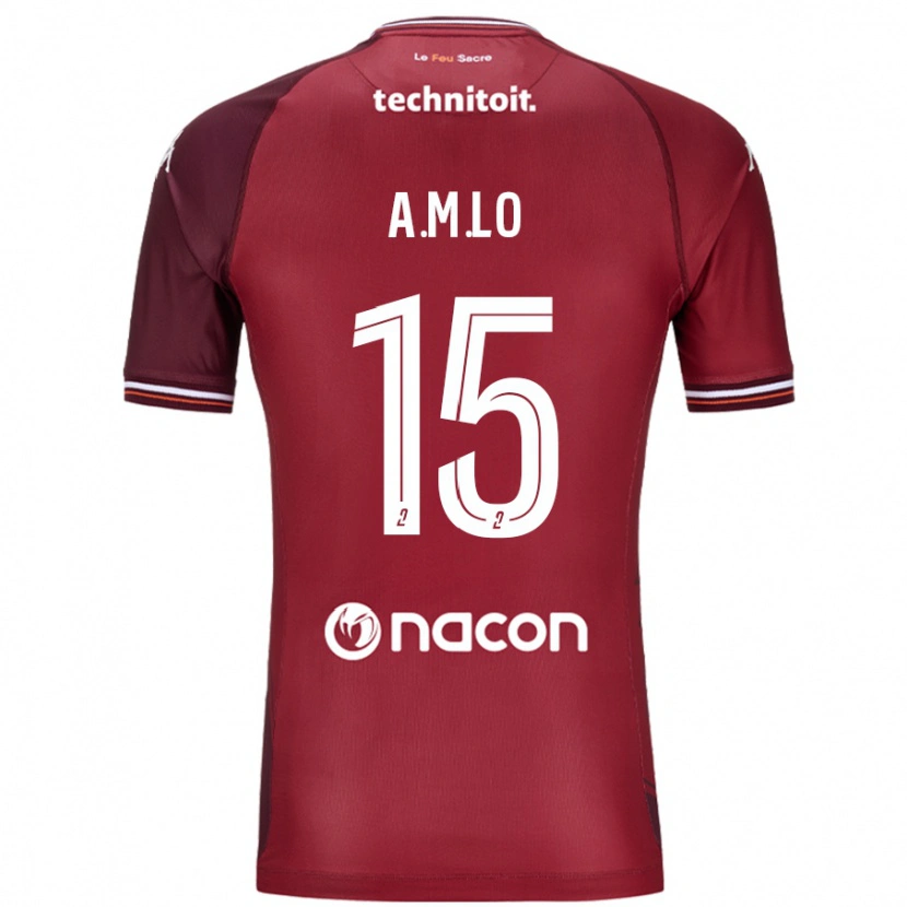 Danxen Hombre Camiseta Aboubacar Lô #15 Rojo Granata 1ª Equipación 2024/25 La Camisa México