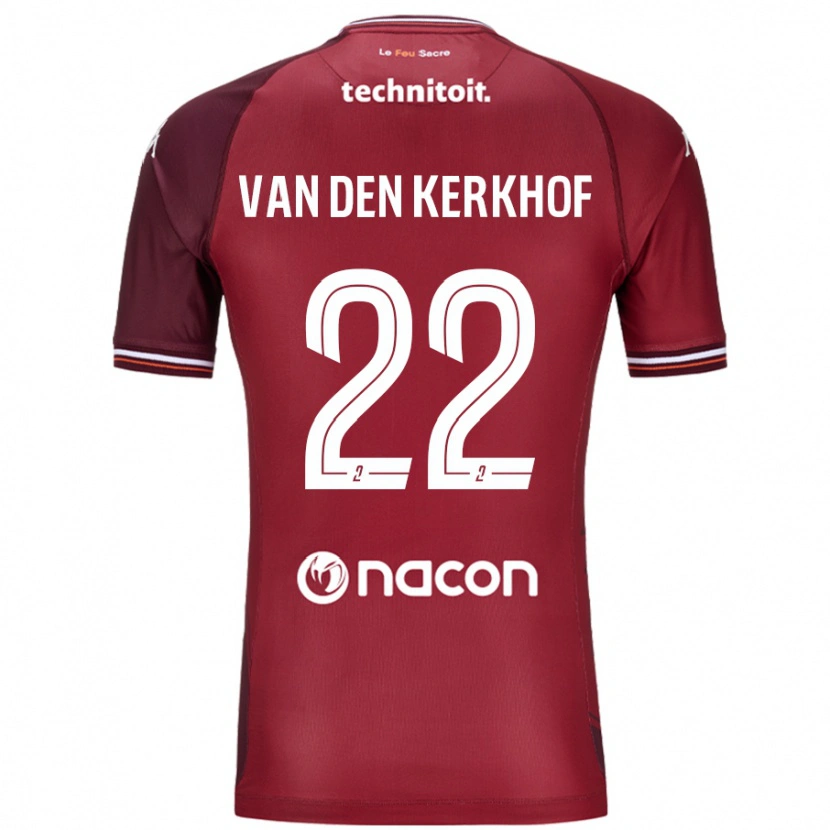 Danxen Hombre Camiseta Kevin Van Den Kerkhof #22 Rojo Granata 1ª Equipación 2024/25 La Camisa México