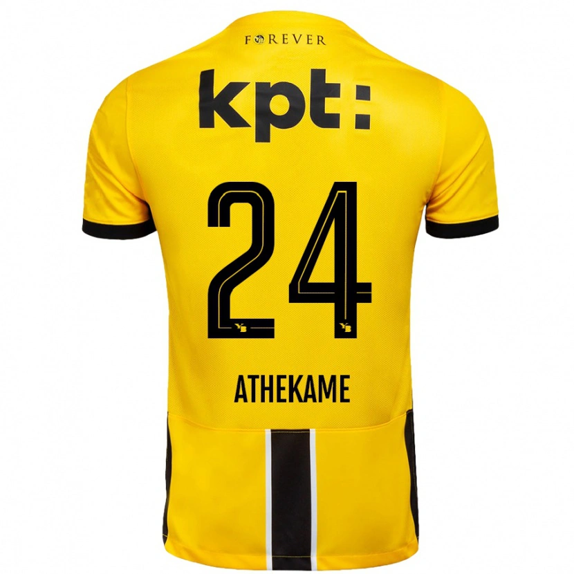 Danxen Hombre Camiseta Zachary Athekame #24 Amarillo Negro 1ª Equipación 2024/25 La Camisa México