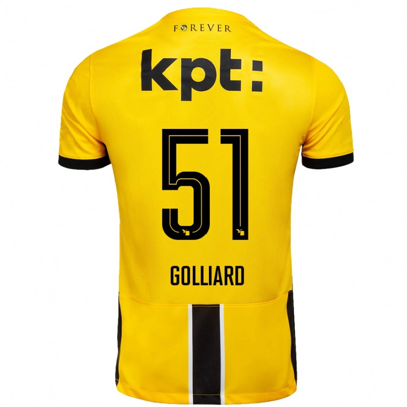 Danxen Hombre Camiseta Théo Golliard #51 Amarillo Negro 1ª Equipación 2024/25 La Camisa México