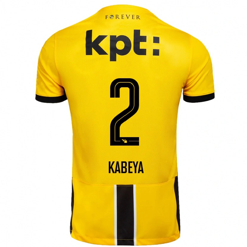 Danxen Hombre Camiseta Benjamin Kabeya #2 Amarillo Negro 1ª Equipación 2024/25 La Camisa México