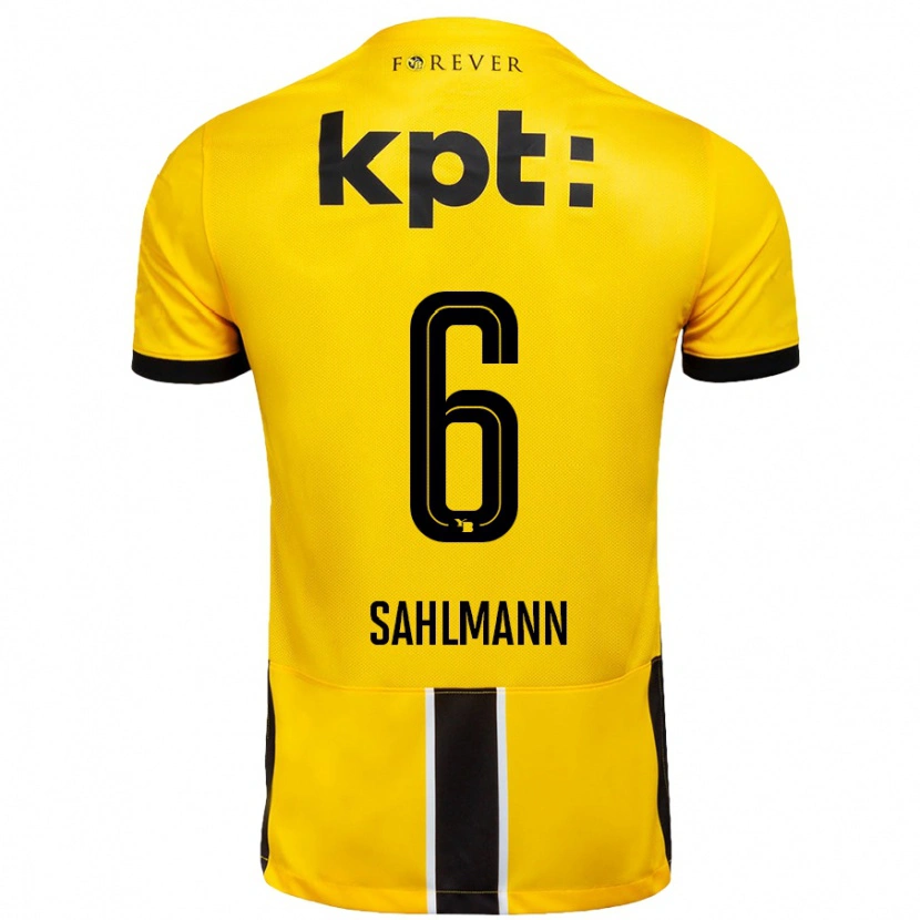 Danxen Hombre Camiseta Henrike Sahlmann #6 Amarillo Negro 1ª Equipación 2024/25 La Camisa México