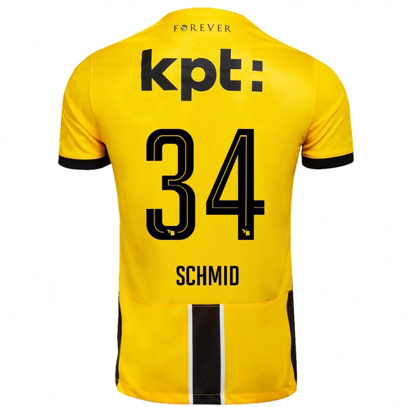 Danxen Hombre Camiseta Céline Schmid #34 Amarillo Negro 1ª Equipación 2024/25 La Camisa México