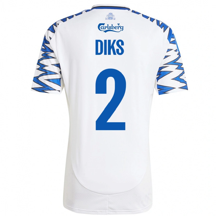 Danxen Hombre Camiseta Kevin Diks #2 Blanco Azul Cielo 1ª Equipación 2024/25 La Camisa México