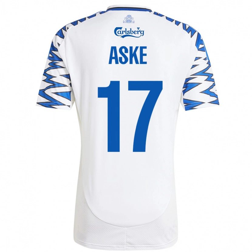 Danxen Hombre Camiseta Aske Christensen #17 Blanco Azul Cielo 1ª Equipación 2024/25 La Camisa México