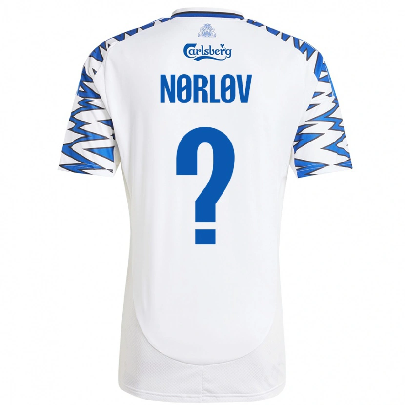 Danxen Hombre Camiseta William Nørløv #0 Blanco Azul Cielo 1ª Equipación 2024/25 La Camisa México