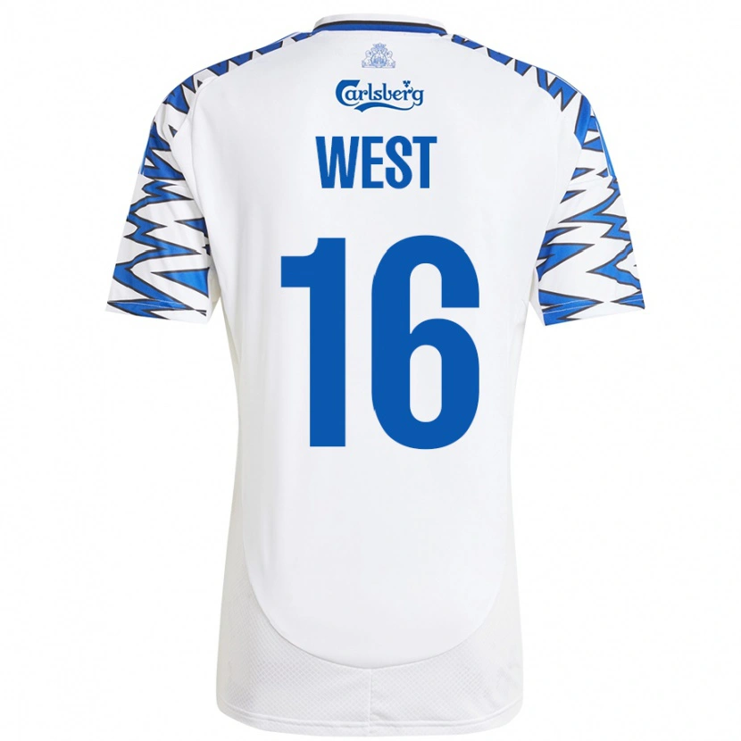 Danxen Hombre Camiseta Liam West #16 Blanco Azul Cielo 1ª Equipación 2024/25 La Camisa México