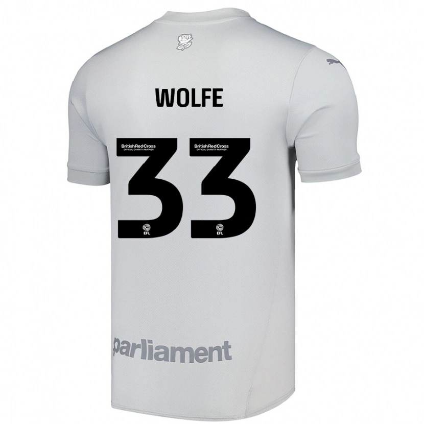 Danxen Hombre Camiseta Matty Wolfe #33 Gris Plata 2ª Equipación 2024/25 La Camisa México