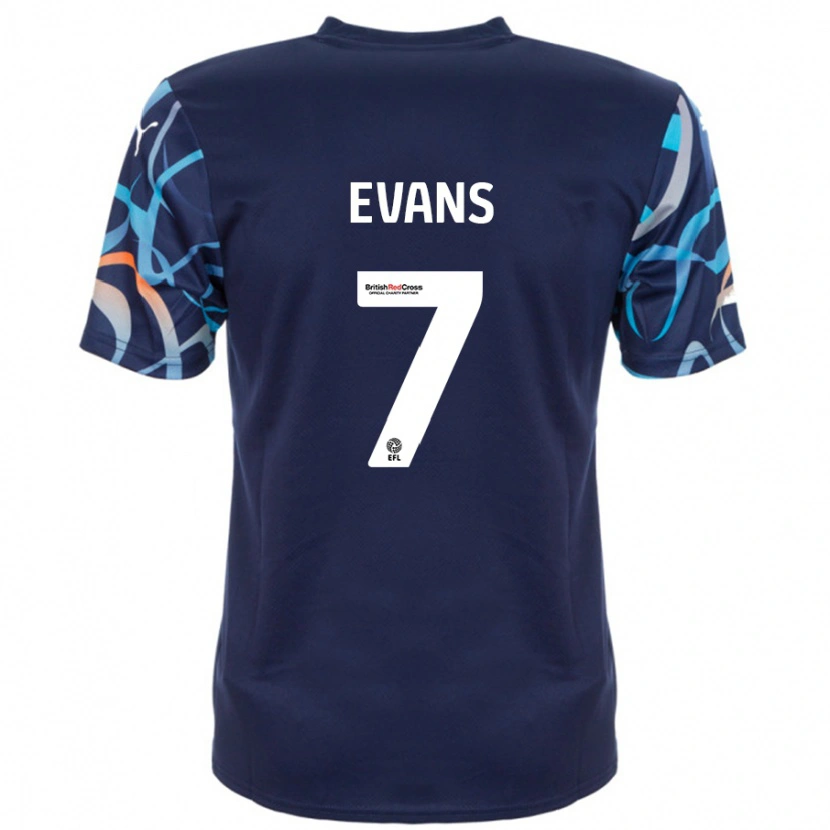 Danxen Hombre Camiseta Lee Evans #7 Azul Marino 2ª Equipación 2024/25 La Camisa México