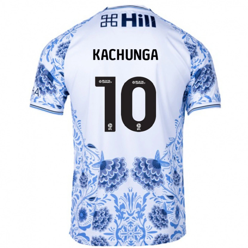 Danxen Hombre Camiseta Elias Kachunga #10 Blanco Azul 2ª Equipación 2024/25 La Camisa México