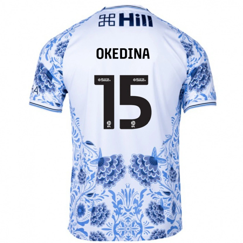 Danxen Hombre Camiseta Jubril Okedina #15 Blanco Azul 2ª Equipación 2024/25 La Camisa México