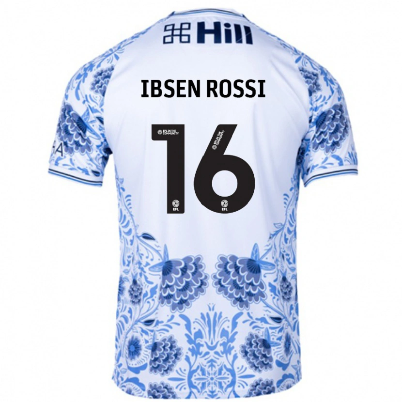 Danxen Hombre Camiseta Zeno Ibsen Rossi #16 Blanco Azul 2ª Equipación 2024/25 La Camisa México