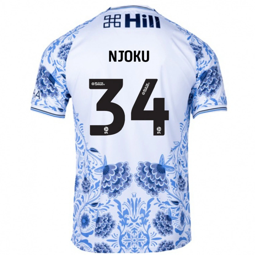 Danxen Hombre Camiseta Brandon Njoku #34 Blanco Azul 2ª Equipación 2024/25 La Camisa México