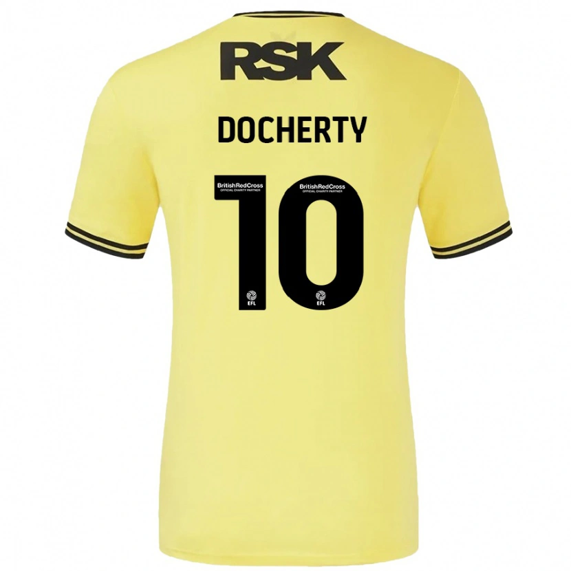 Danxen Hombre Camiseta Greg Docherty #10 Amarillo Negro 2ª Equipación 2024/25 La Camisa México