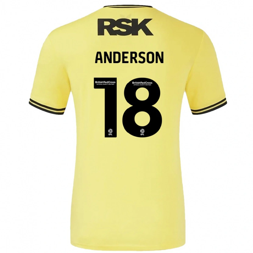 Danxen Hombre Camiseta Karoy Anderson #18 Amarillo Negro 2ª Equipación 2024/25 La Camisa México