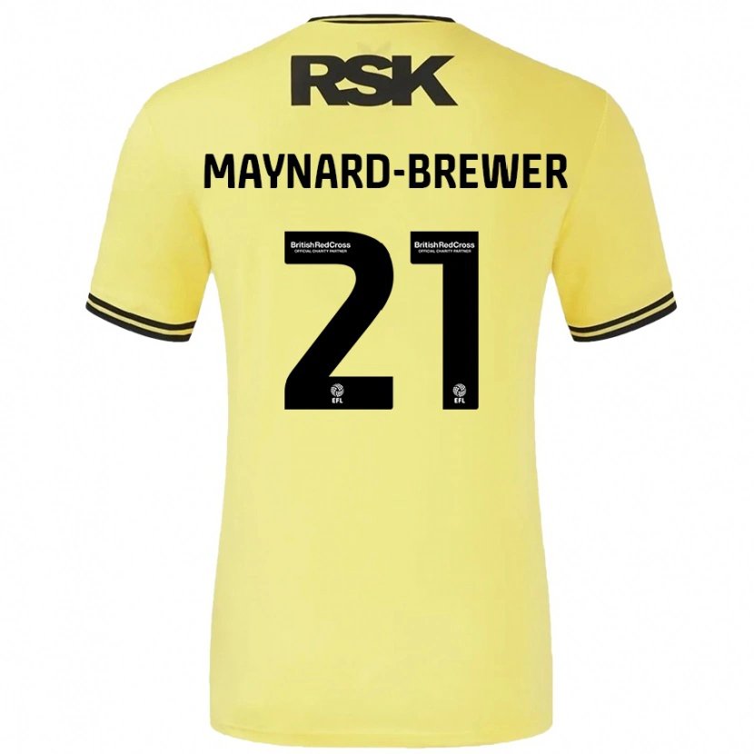 Danxen Hombre Camiseta Ashley Maynard-Brewer #21 Amarillo Negro 2ª Equipación 2024/25 La Camisa México