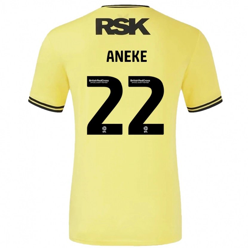 Danxen Hombre Camiseta Chuks Aneke #22 Amarillo Negro 2ª Equipación 2024/25 La Camisa México