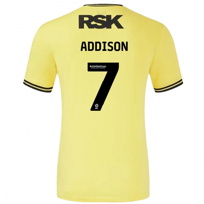 Danxen Hombre Camiseta Angela Addison #7 Amarillo Negro 2ª Equipación 2024/25 La Camisa México