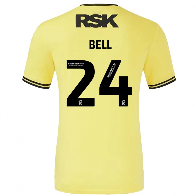 Danxen Hombre Camiseta Taylor Bell #24 Amarillo Negro 2ª Equipación 2024/25 La Camisa México