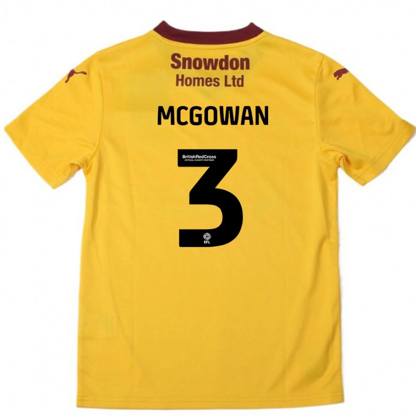 Danxen Hombre Camiseta Aaron Mcgowan #3 Naranja Borgoña 2ª Equipación 2024/25 La Camisa México
