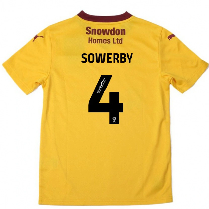 Danxen Hombre Camiseta Jack Sowerby #4 Naranja Borgoña 2ª Equipación 2024/25 La Camisa México
