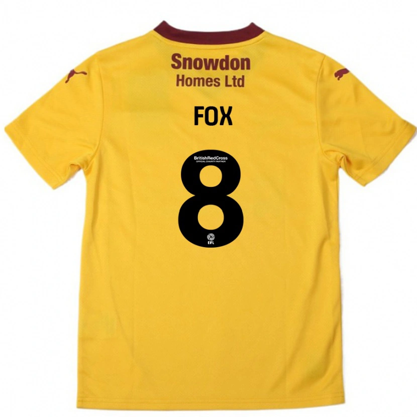 Danxen Hombre Camiseta Ben Fox #8 Naranja Borgoña 2ª Equipación 2024/25 La Camisa México