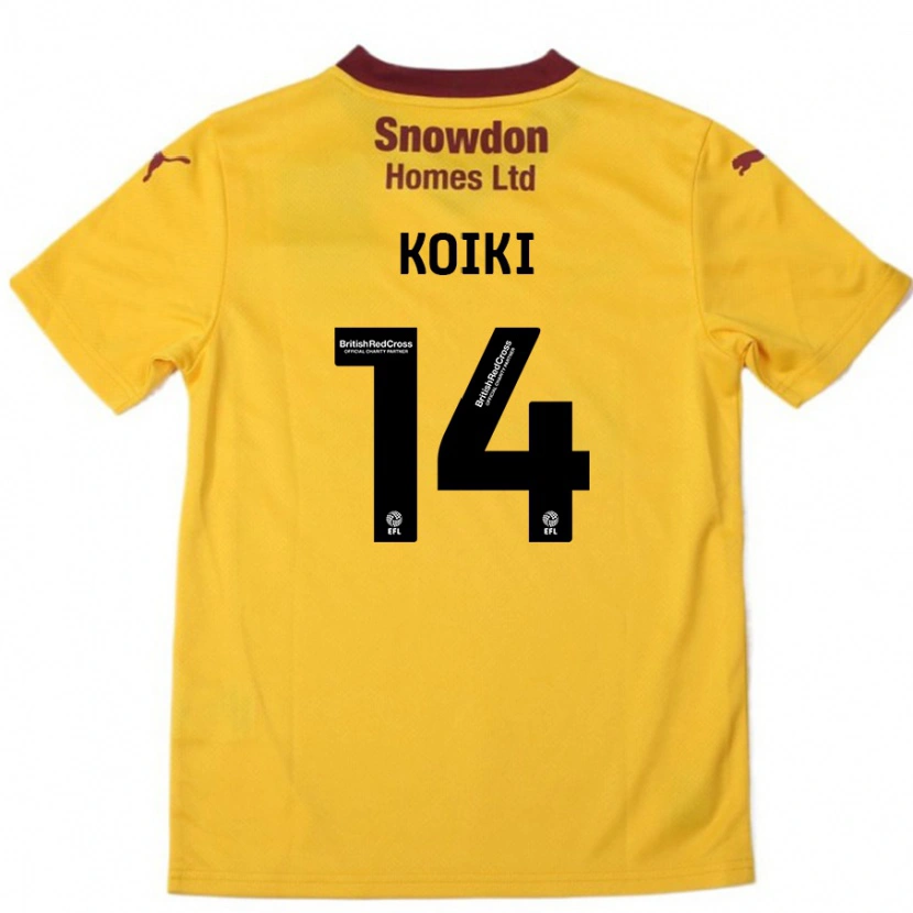 Danxen Hombre Camiseta Ali Koiki #14 Naranja Borgoña 2ª Equipación 2024/25 La Camisa México