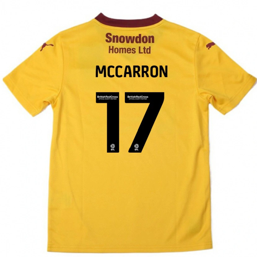 Danxen Hombre Camiseta Liam Mccarron #17 Naranja Borgoña 2ª Equipación 2024/25 La Camisa México
