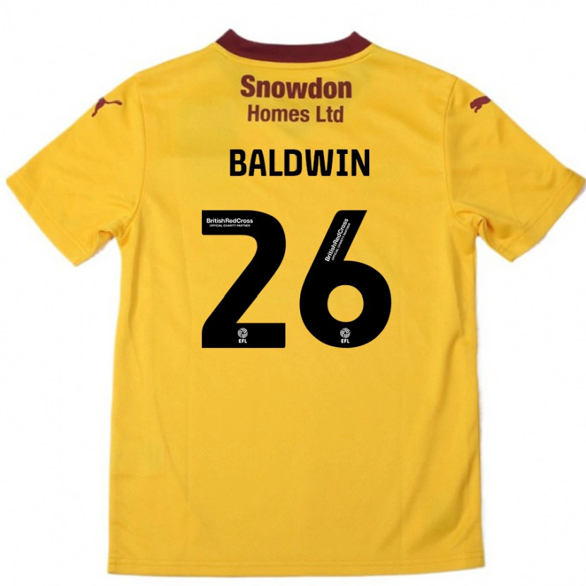 Danxen Hombre Camiseta Jack Baldwin #26 Naranja Borgoña 2ª Equipación 2024/25 La Camisa México