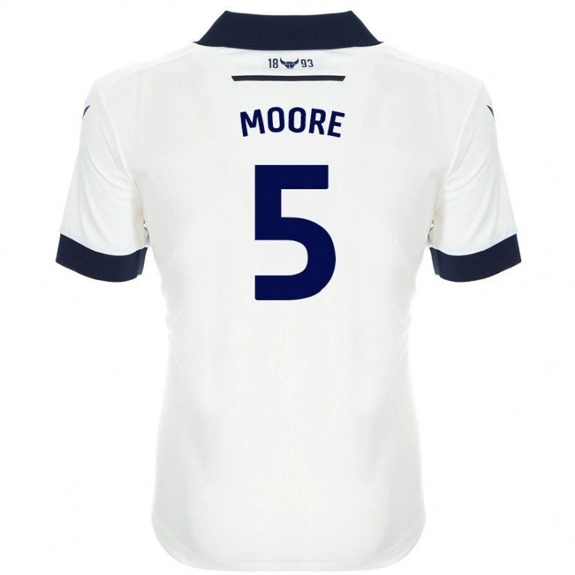 Danxen Hombre Camiseta Elliott Moore #5 Blanco Azul Marino 2ª Equipación 2024/25 La Camisa México