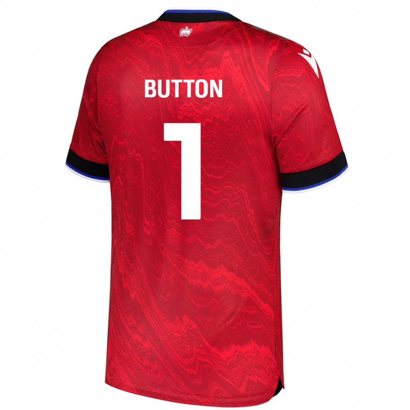 Danxen Hombre Camiseta David Button #1 Rojo Negro 2ª Equipación 2024/25 La Camisa México