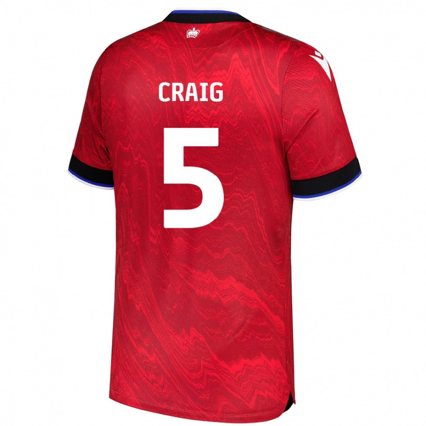 Danxen Hombre Camiseta Michael Craig #5 Rojo Negro 2ª Equipación 2024/25 La Camisa México