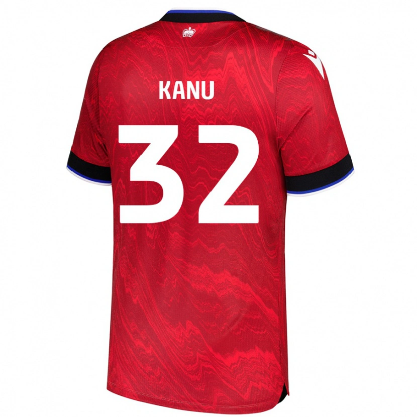 Danxen Hombre Camiseta Abraham Kanu #32 Rojo Negro 2ª Equipación 2024/25 La Camisa México