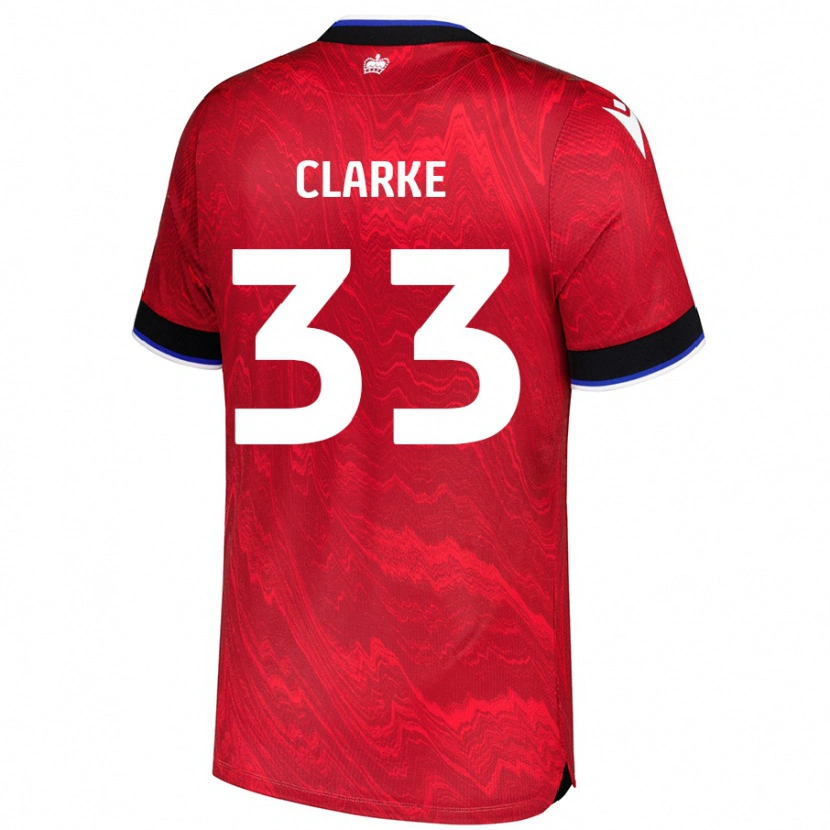 Danxen Hombre Camiseta John Clarke #33 Rojo Negro 2ª Equipación 2024/25 La Camisa México