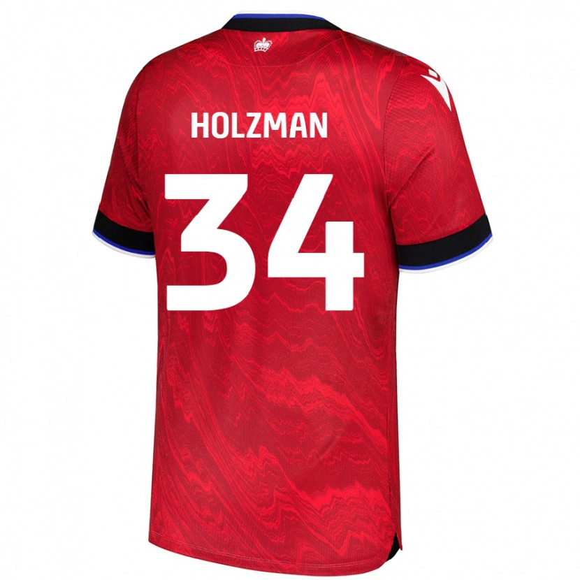 Danxen Hombre Camiseta Louie Holzman #34 Rojo Negro 2ª Equipación 2024/25 La Camisa México