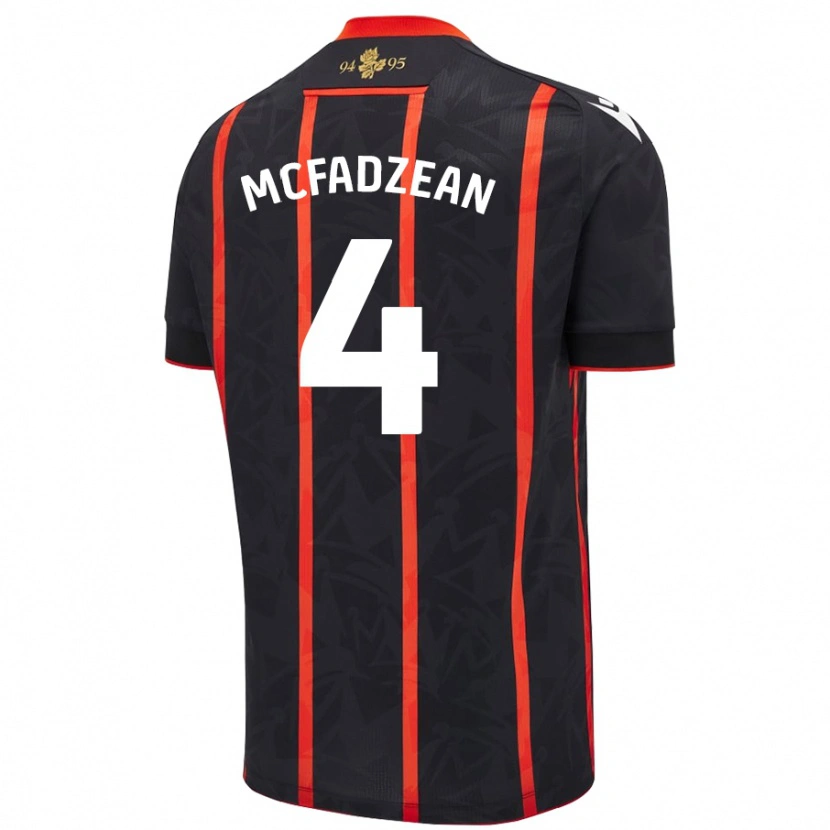 Danxen Hombre Camiseta Kyle Mcfadzean #4 Negro Rojo 2ª Equipación 2024/25 La Camisa México