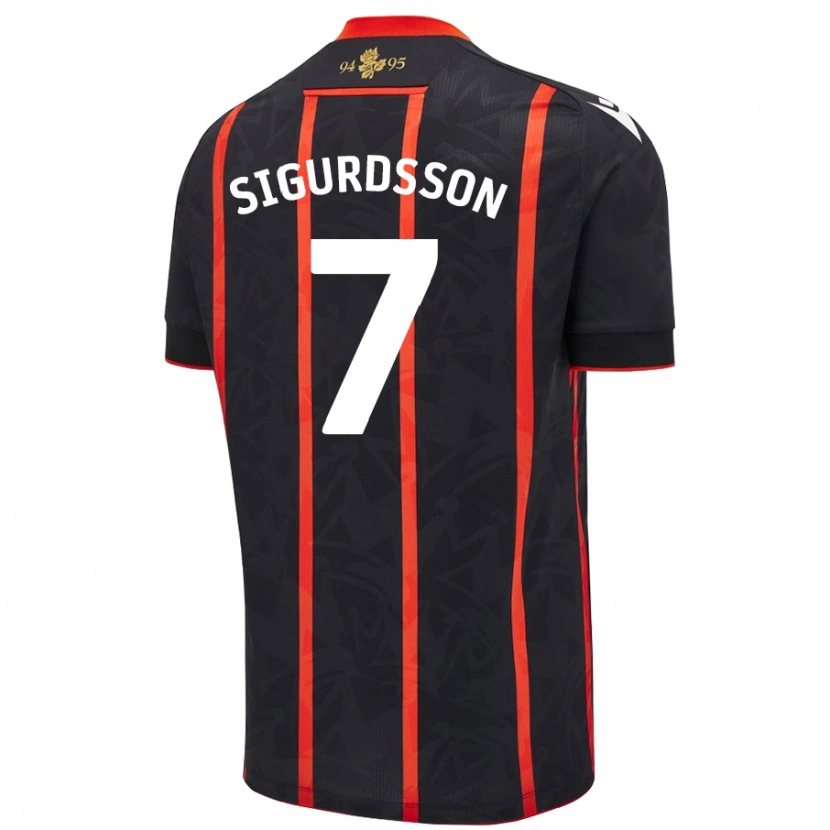Danxen Hombre Camiseta Arnór Sigurdsson #7 Negro Rojo 2ª Equipación 2024/25 La Camisa México