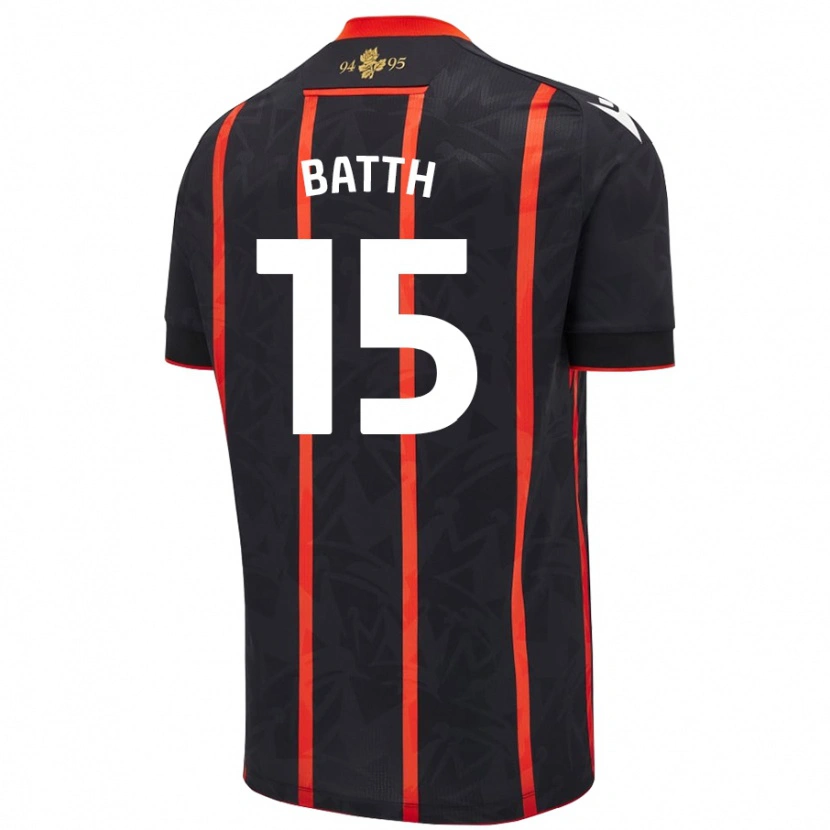 Danxen Hombre Camiseta Danny Batth #15 Negro Rojo 2ª Equipación 2024/25 La Camisa México