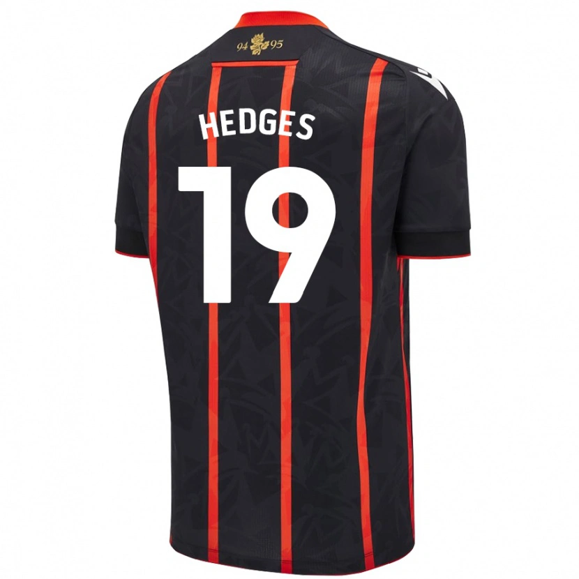 Danxen Hombre Camiseta Ryan Hedges #19 Negro Rojo 2ª Equipación 2024/25 La Camisa México
