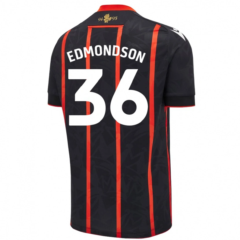 Danxen Hombre Camiseta James Edmondson #36 Negro Rojo 2ª Equipación 2024/25 La Camisa México