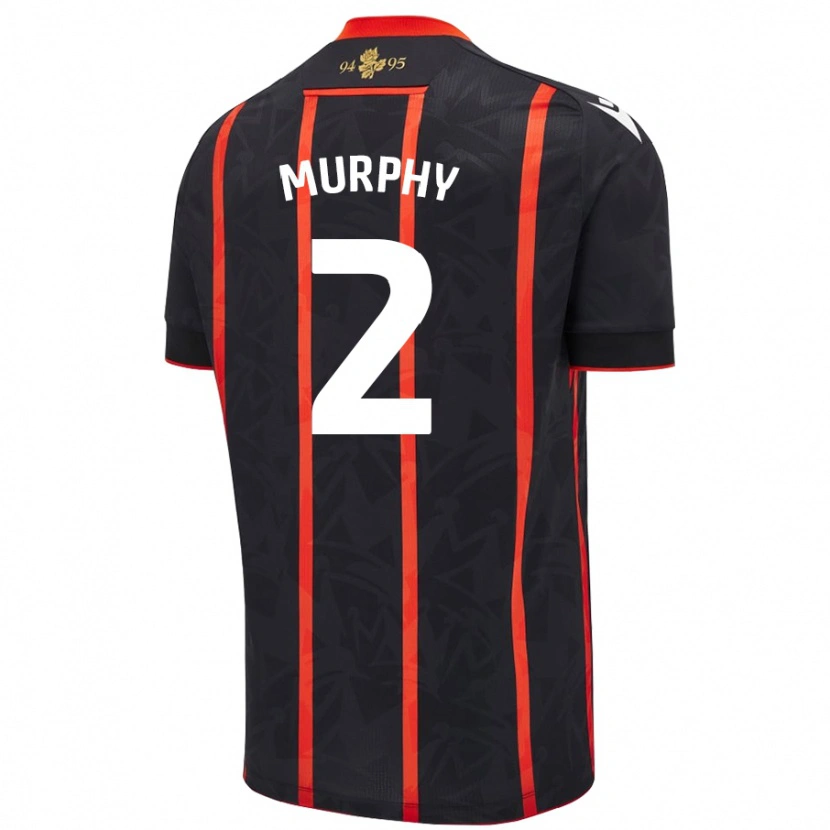 Danxen Hombre Camiseta Niamh Murphy #2 Negro Rojo 2ª Equipación 2024/25 La Camisa México