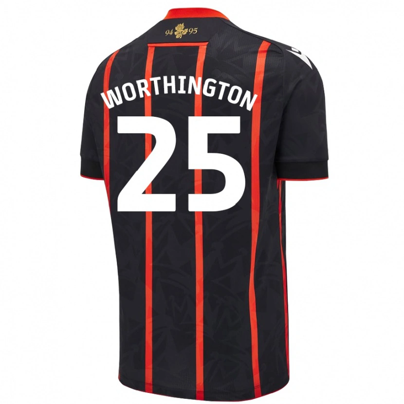 Danxen Hombre Camiseta Nicola Worthington #25 Negro Rojo 2ª Equipación 2024/25 La Camisa México