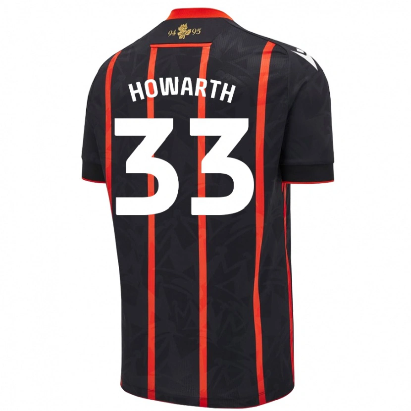 Danxen Hombre Camiseta Taylor Howarth #33 Negro Rojo 2ª Equipación 2024/25 La Camisa México