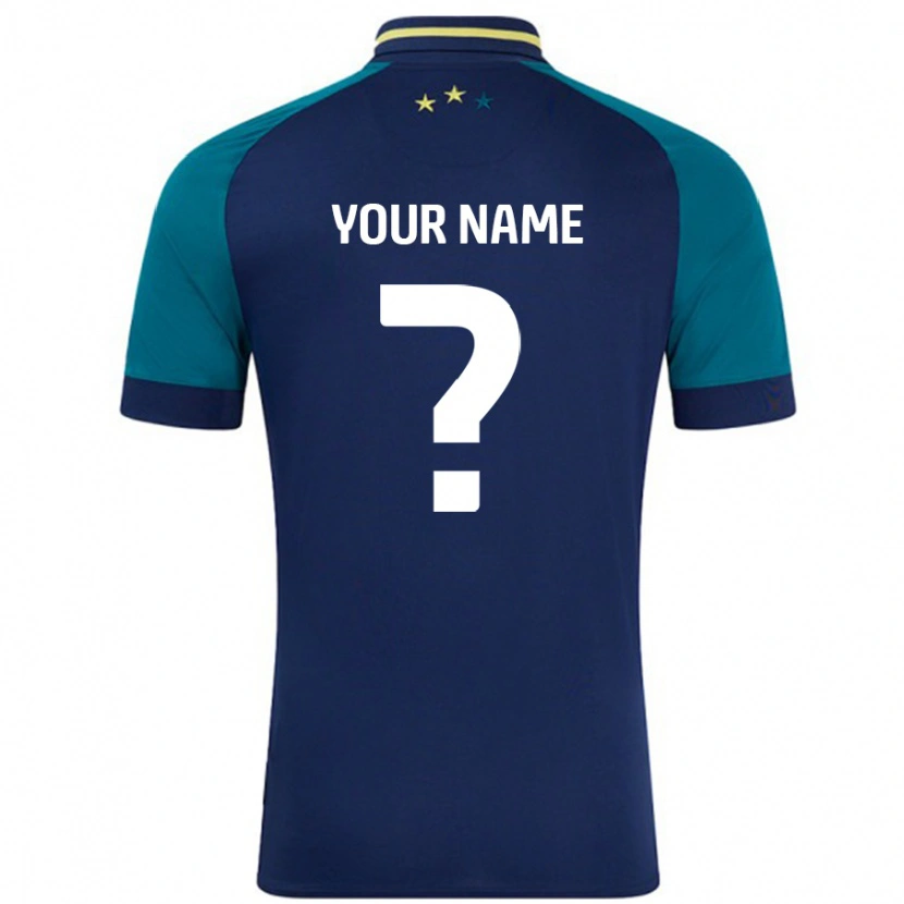 Danxen Hombre Camiseta Su Nombre #0 Azul Marino Verde Oscuro 2ª Equipación 2024/25 La Camisa México