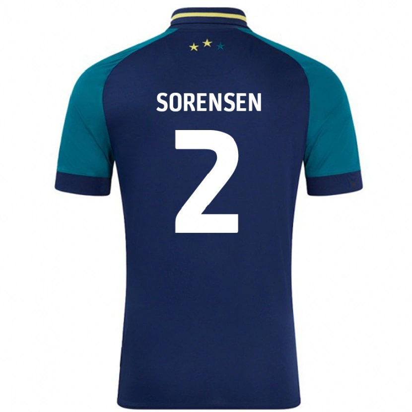 Danxen Hombre Camiseta Lasse Sørensen #2 Azul Marino Verde Oscuro 2ª Equipación 2024/25 La Camisa México