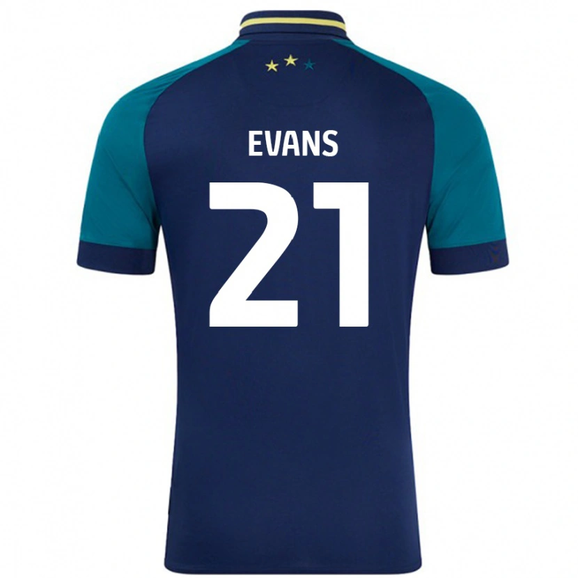 Danxen Hombre Camiseta Antony Evans #21 Azul Marino Verde Oscuro 2ª Equipación 2024/25 La Camisa México