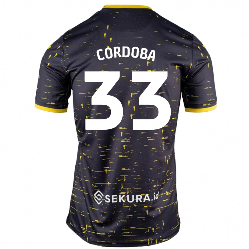 Danxen Hombre Camiseta José Córdoba #33 Negro Amarillo 2ª Equipación 2024/25 La Camisa México