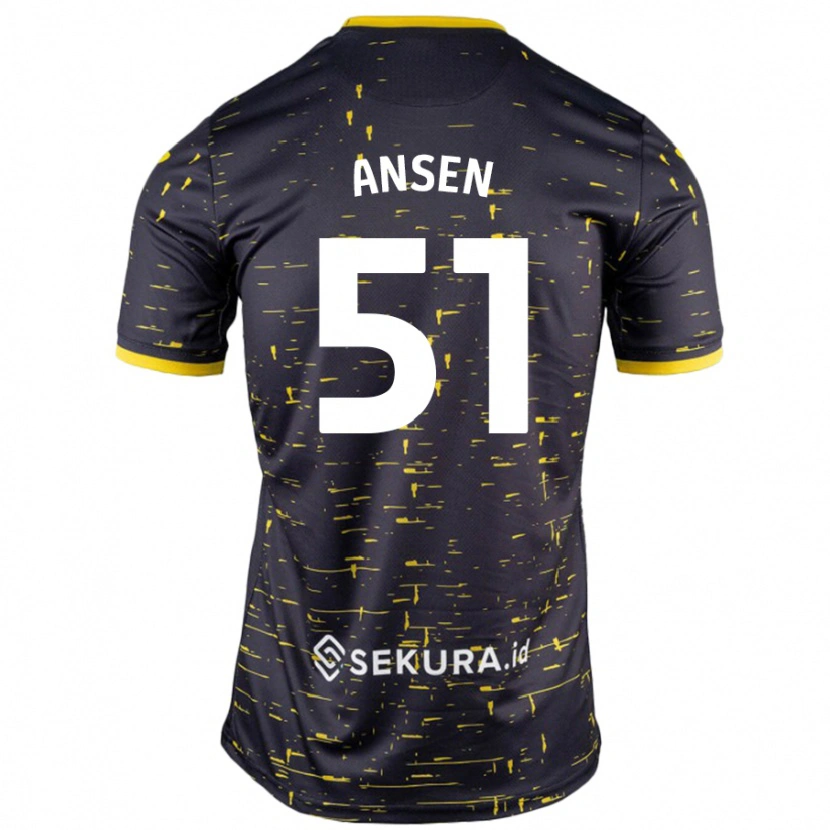 Danxen Hombre Camiseta Caleb Ansen #51 Negro Amarillo 2ª Equipación 2024/25 La Camisa México