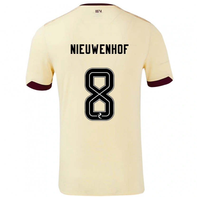Danxen Hombre Camiseta Calem Nieuwenhof #8 Crema Burdeos 2ª Equipación 2024/25 La Camisa México