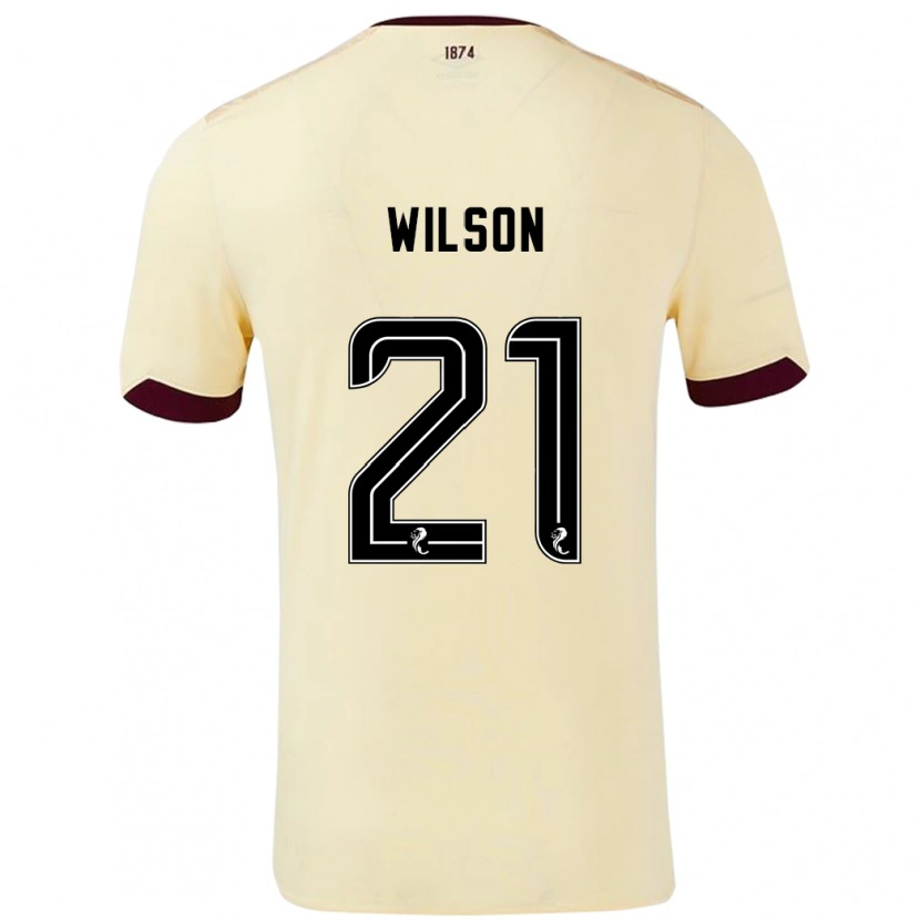 Danxen Hombre Camiseta James Wilson #21 Crema Burdeos 2ª Equipación 2024/25 La Camisa México